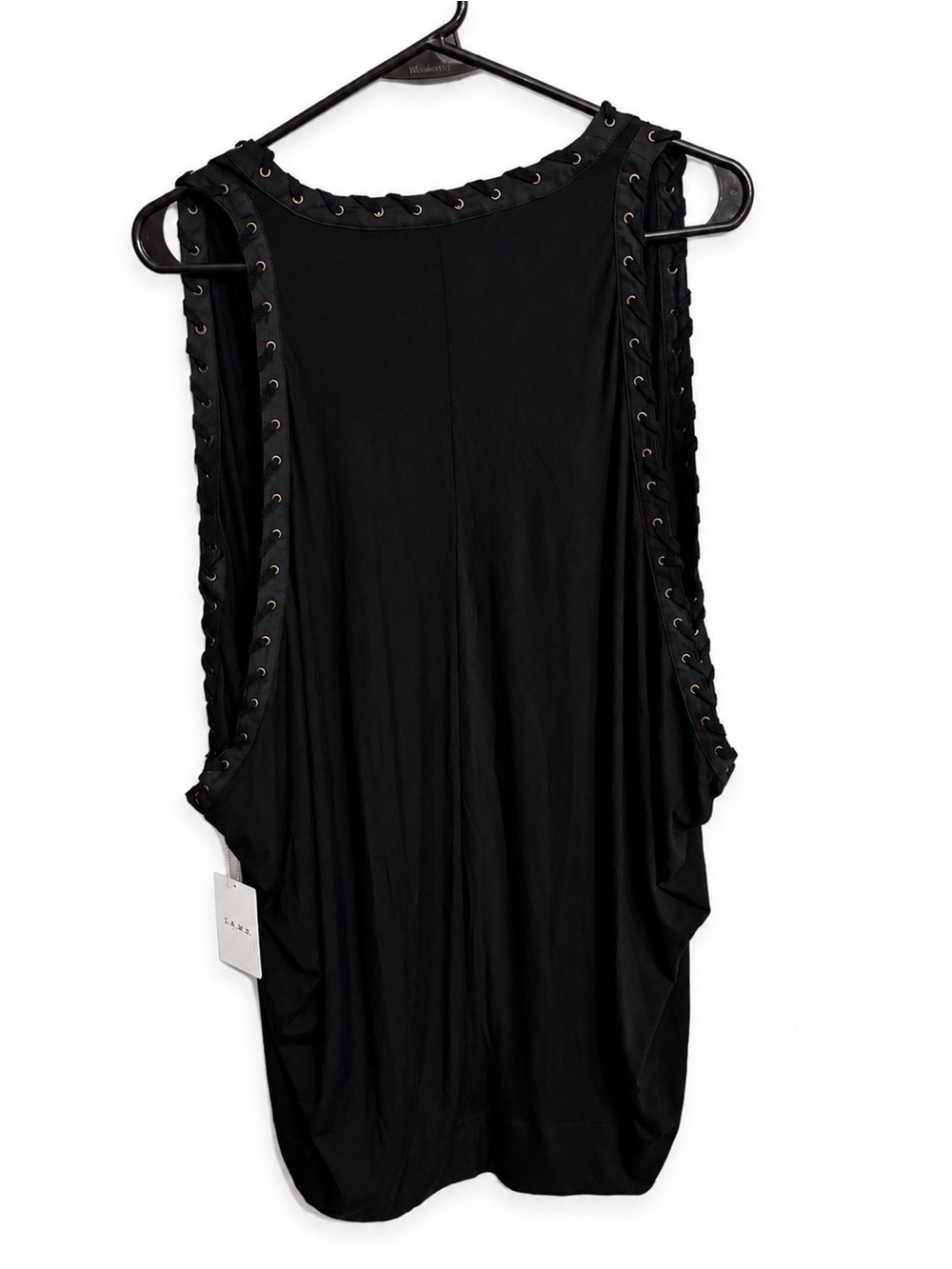 L.A.M.B. Gwen Stefani Black Lace-Up Tunic Dress Sleeveless Boho Rocker Y2K - Picture 2 of 5